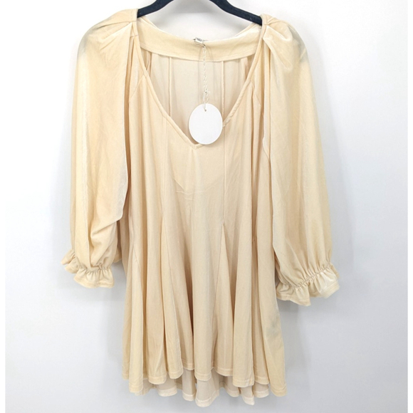 Umgee Top Womens Plus 1X Butter Yellow Velvet Oversize Victorian Boho Flowy NWT - Picture 1 of 10